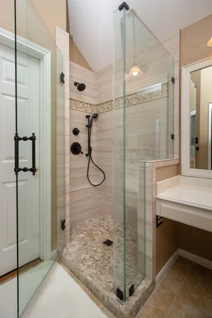 Custom Tile Shower Upgrade with Pebble Floor